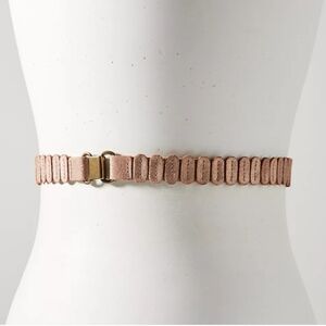 Anthropologie Tabitha Stretch Leather Belt - Metallic Rose Gold - XS 26"